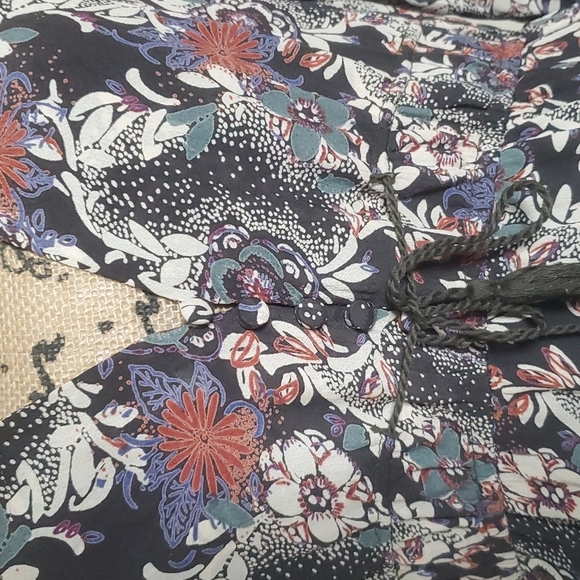 Free People Stealing Fire Floral Boho Henley Dress Size Medium - Picture 2 of 12